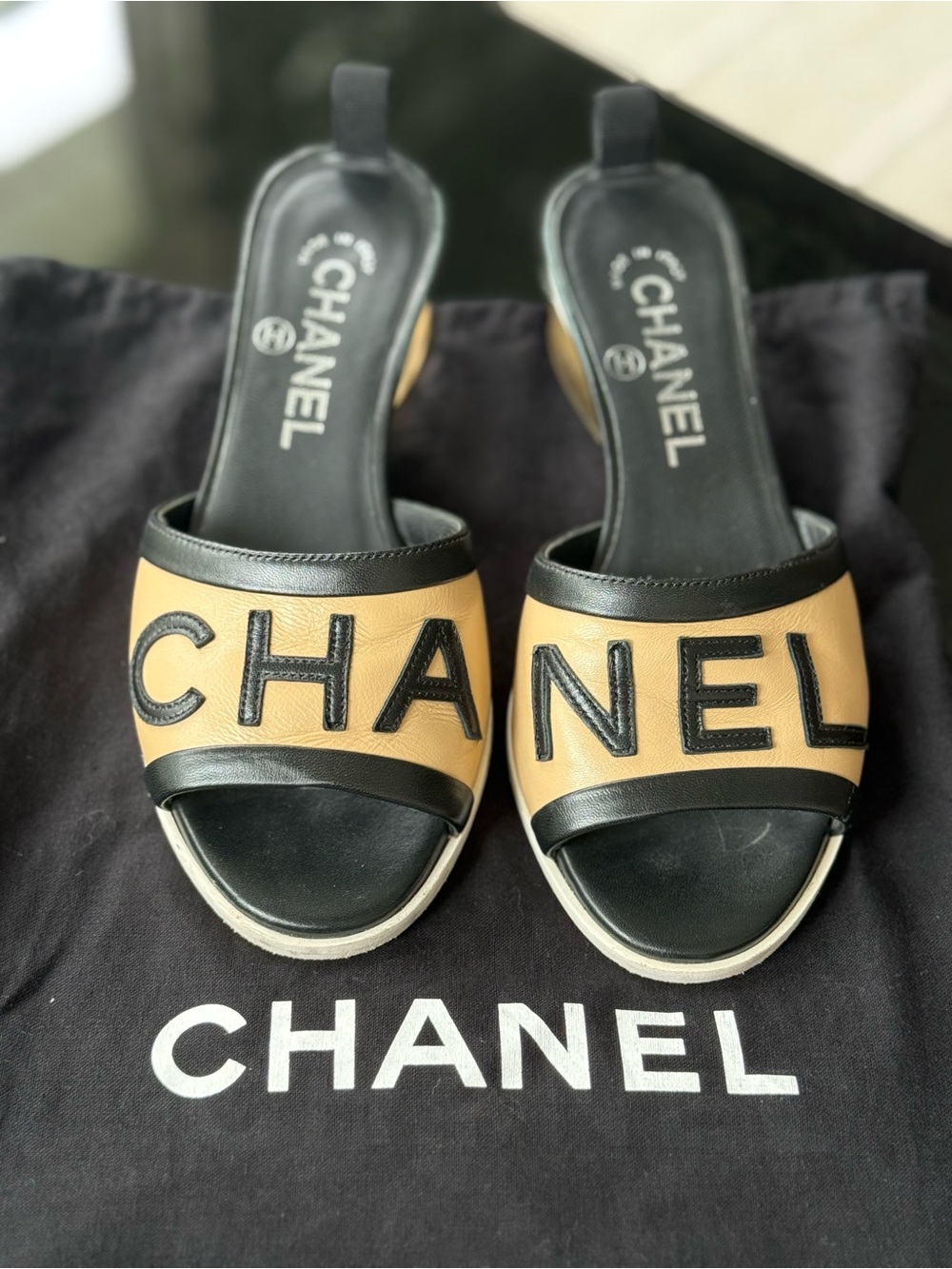 Chanel Lambskin Embroidered CC Mule Sandal